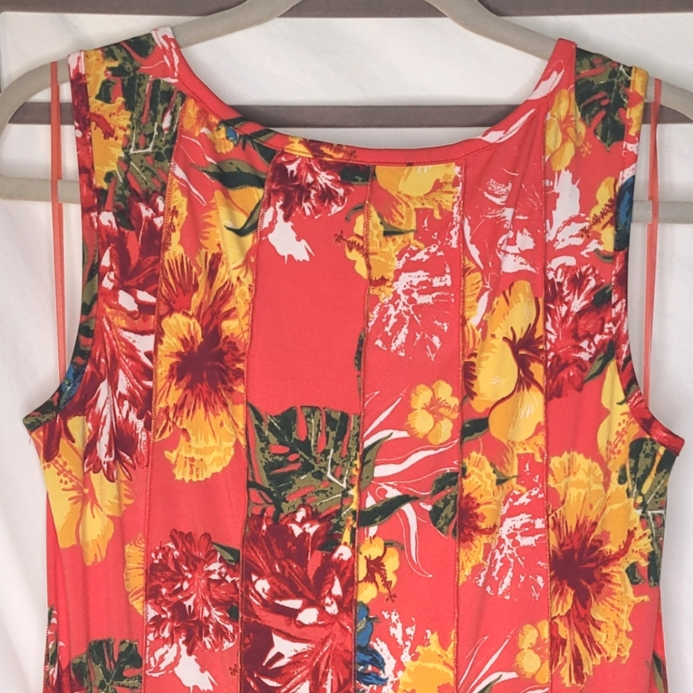 Coral Floral Maxi Dress XL  Sleeveless Beautiful Great Condition Tropical 🔥 - Picture 3 of 4